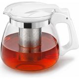 Die Grup Kabakoz Cam Demlik 900ML, Paslanmaz Çelik Süzgeçli Filtreli Çaydanlık, Çay, Bitki Çayı Süzgeci, Isıya Karşı Dayanıklı Pratik Üst Kısım Tek Parça (Beyaz, 900, Mililitre)