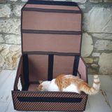 Die Grup Kahverengi Dış Mekan Yağmura Dayanıklı Kedi Evi - 02-Gri