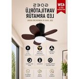 Die Grup LED Avize Armatür, 42W, 64CM Boyutları ile Uzaktan Kumandalı Modern Tavan Vantilatörü