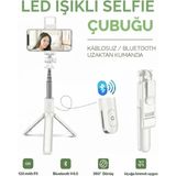 Die Grup LED Işıklı Selfie Çubuğu Bluetooth Kumandalı Kablosuz Tripot Selfie Monopod Selfie Stick (Beyaz)