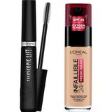 Die Grup L’oréal Paris Telescopic Lift Maskara + Infaillible 32H Fresh Wear C Vitaminli Fondöten - 125 Natural Beige - 001 Brown