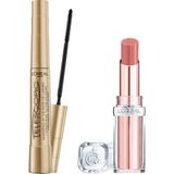 Die Grup L’oréal Paris Telescopic Maskara - Siyah + Glow Paradise Balm-In-Lipstick - Işıltı Veren 112 Pastel Exaltation Makyaj Seti