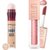 Die Grup Maybelline New York Instant Anti Age Eraser Kapatıcı, 01 Light + Lifter Gloss Nemlendirici Dudak Parlatıcısı - 003 Moon - --