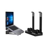 Die Grup Mcstorey Laptop Stand Dikey ve Eğimli 3 Slotlu Ayarlanabilir Masaüstü Organizer Telefon Tablet Uyumlu Kaymaz Silikon Pedli Ergonomik Masa Düzenleyici Pvc Tpu Alaşım Siyah