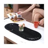 Die Grup Modern Doğal Jüt Dokuma Masa Örtüsü, Örgülü Sehpa Yolluğu, Oval Masa Örtüsü Yemek Masası Veya Teras Için (Siyah) - 0-Siyah - 100 cm