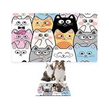 Die Grup Monnhein Mama ve Su Evcil Hayvan Beslenme Matı, Kolay Temizlenen Emici Su Geçirmez Kumaş, Küçük Orta Boy ve Büyük Kedi ve Köpekler Için Dayanıklı Köpek Kedi Paspas (50X35, Renkli Kediler)
