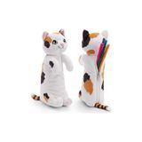 Die Grup Nıcı 61268 Kalem Kutusu, Kedi, Şans Kedisi, 12 x 12 x 25 Cm, Kız Çocukları ve Kadınlar, Okul Çantası, Ofis Veya Kozmetik Kutusu, Yumuşak Pelüş Yavru, Beyaz - 00-Siyah - 00-Siyah - Beyaz