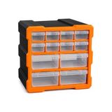 Die Grup Orret Home 12 Çekmeceli Dikey Organizer Kutu, Vida Dübel Somun Civata Hırdavat Düzenleyici, Şeffaf Çekmeceli Küçük Parça Kutusu, Atölye Malzeme Dolabı (12 Çekmece) - 001-Renkli