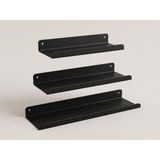 Die Grup Orret Home 3’lü Metal Duvar Rafı Yapışkanlı Raf Seti Banyo Rafı Mutfak Rafı Dekoratif Duvar Rafı Siyah Minimal Raf Organizer Seti 30-35-40 cm