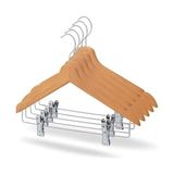 Die Grup Orret Home 6 Adet Ahşap Elbise Askısı – Altı Mandallı Askı, Gömlek, Etek ve Pantolon Askısı, Dolap ve Gardrop Için Mandallı Ahşap Askı-Çok Amaçlı Askılık (6) - Renkli