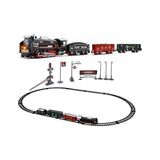 Die Grup Oyuncak 23 Parça Işıklı Klasik Tren Seti 105CM 3 Farklı Ray Modeli Pilli Retro Kara Tren Otomatik On Aç Bırak - Renkli