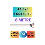 Die Grup Öznur 4x0,75 Ttr Kablo, 8 Metre, Beyaz