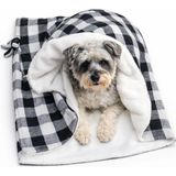 Die Grup Pawtools Snuggle Nest Köpek Uyku Tulumu – Yumuşak, Katlanabilir Köpek Yatağı ve Battaniye (Siyah-Beyaz) - 100 x 100 x 10 cm