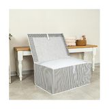 Die Grup Pazar Kapısı Çok Amaçlı Düzenleyici Kapaklı Sandık Tipi Kutu Hurç Organizer (60 x 40 x 30, Gri) - 001 - Beyaz