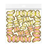 Die Grup Pembe-Gold Renk Kelebek Dekoratif Süs,kelebek Pasta Süsü - 0,35 lt