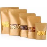 Die Grup Pencereli Kraft Doypack Dik Duran Poşetler – 50’li Paket, Şeffaf Pencereli, Kilitli (Ziplock) ve Kolay Açma Çentikli, Çok Amaçlı Gıda Saklama Poşetleri (11 cm – 18 Cm)