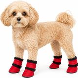Die Grup Pet Life 'duggz' Shearling Köpek Ayakkabıları - Ayak Bileği Desteği Için Çift Kanca ve Halka Kapamalı Kış Köpek Botları - Köpekler Için 4'lü Ayakkabı Seti - 0 - Siyah