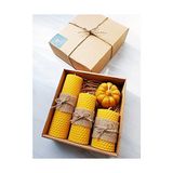 Die Grup Petekoğlu Balmumu Mum Dekoratif Hediye Kutusu 4 Lü Set Doğal Petek Beeswax Candle Bal Kabağı (Jüt Kumaş) [enerji Sınıfı A] - Çok Renkli - 1