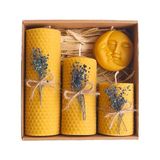 Die Grup Petekoğlu Dekoratif Doğal Petek Balmumu Mum Ay ve Güneş Seti Bal Mumu Mum Hediyelik Beeswax Candle [enerji Sınıfı A] - Çok Renkli - 1