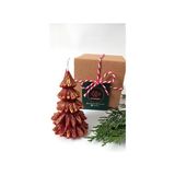Die Grup Petekoğlu Doğal Petek Balmumu Mum Kırmızı Altın Simli Çam Ağacı Boy 8.5 cm Bal Mumu Beeswax Candle - Renkli - 1