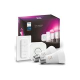 Die Grup Philips Hue Akıllı Aydınlatma LED Ampul Başlangıç Kiti, 2'li E27 Ampul , Köprü ve Dimmer Set, Beyaz ve Renkli