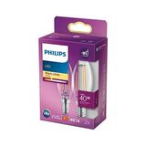 Die Grup Philips LED Classic 40W B35 LED Mum Filament Ampul, 2700K Beyaz Işık, E14 Ince Duy, Dim Edilmez, 2'li Ekopaket