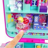 Die Grup Polly Pocket Mattel 80. Yıl Dönümüne Özel Nostaljik Kompakt Oyun Seti, Biri Etek Giyen 3 Bebek, 1 Evcil Hayvan ve Kutlama Temalı Mobilyalarla Kompakt Ev, JGK22