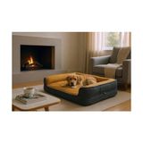Die Grup Premium Sofa Blok Sungerli Alezli Fermuarlı Yıkanabilir Köpek Yatağı-S-Hardalsiyah (Large)