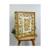 Die Grup Rabsev 10X15CM 500 Fotoğraf Kapasiteli Kutulu Çiçek Desenli Lüks Ofset Fotoğraf Albümü (Sarı)