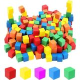 Die Grup Renkli Ahşap Küp Bloklar 1X1X1CM 100 Adet Ahşap Renkli Kare Blok Eğitici Geliştirici Oyuncak Küp Matematik Birim Küpleri