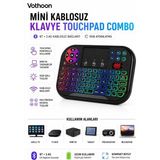 Die Grup Rgb Işıklı Mini Kablosuz Klavye Touchpad Combo, Bluetooth ve 2.4g Smart Tv Kumandası - 001-Renkli