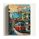Die Grup Sayılarla Boyama Tuval Hobi Seti Istanbul Temalı Fırça ve Boya Dahil Set (Çıtalı) 40X50 cm Kendin Yap Sayılarla Tuval Boya Kiti (Kasnaklı) - 41 Delft Blue