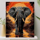 Die Grup Sayılarla Boyama Tuval Seti - 40X50 cm Fil Temalı - 1
