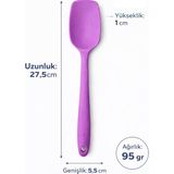 Die Grup Silikon Kaşık & Pişirme-Servis Kaşığı (Pilav Kaşığı/kürek Spatula) Seti – Isıya Dayanıklı, Çizmez, Askılı Tek Parça Tasarım (Mor)