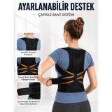 Die Grup Sırt ve Bel Destekli Dik Duruş Korsesi Ayarlanabilir Çapraz Bantlı Fileli Tasarım DG-011 - 0 Siyah - 0 - 1 Ay
