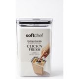 Die Grup Softchef Click'n Fresh Hava Geçirmez Dikdörtgen Plastik Erzak Kabı 3100 ml - Vakumlu Tek Tuş Kapaklı Şeffaf Plastik Bakliyat, Un ve Şeker Saklama Kabı, Bpa Içermez (10,5X16X24,5CM) - Abanoz