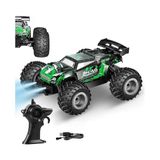 Die Grup Solira Store - 1:18 Ölçek 2.4ghz Uzaktan Kumandalı Rc Off Road Drift Araba 15 Km/h Hızlı Şarjlı LED Işıklı Amortisörlü 1200 Mah Batarya 45 Dk Sürüş Süresi (Yeşil) - Ahşap