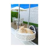 Die Grup Tasaryum Pencere Için Dekoratif Kedi Yatağı, Örgülü Tasarım, Vantuzlu Pencere Için Dekoratif Kedi Yatağı, Örgülü Tasarım, Vantuzlu (Beyaz) - 100 x 100 x 10 cm