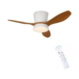 Die Grup Tavan Vantilatörü LED Avize Armatür 45W 54CM 3 Kanatlı Sessiz Dc Motor Uzaktan Kumandalı 3 Kademeli Fan Zamanlayıcı Gece Lambası Modu Akıllı LED Aydınlatma (Beyaz Ceviz) [enerji Sınıfı A] - Renkli