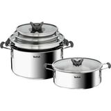 Die Grup Tefal Optispace 8 Parça Paslanmaz Çelik Tencere Seti Gri 24 cm