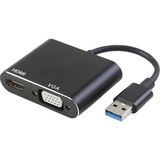 Die Grup Temiz Pazar USB 3.0 To HDMI VGA 1080P Monitör Genişletici Çevirici Dönüştürücü Adaptör - 1-Siyah