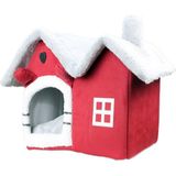 Die Grup Tineke Kedi Evi Yumuşak Kedi Yatağı Derin Uyku ve Kış Evi Çıkarılabilir Minder -Villa 1ADET (Kırmızı Küçük Boy) - 02-Gri