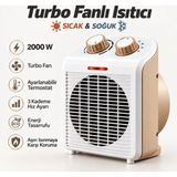 Die Grup Tr 2000W Turbo Fanlı Isıtıcı Elektrikli Soba Sıcak Soğuk Üflemeli Termostatlı 3 Kademeli Ev Ofis Isıtıcı