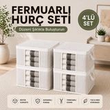 Die Grup Tr 4 Adet Lüks Pencereli Çok Amaçlı Dolap Düzenleyici Hurç Çorap Hurcu 34 x 22 x 22 cm (Beyaz) - 001-Renkli