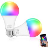Die Grup Tr Alexa Ampüller E27 Akıllı LED Lamba, 10W Wifi Renk Değişen LED Rgb Ampul 16 Milyon Renk, Uygulama Kontrolü Kısılabilir Ampul Lambası Sıcak Beyaz (2700K) Soğuk Beyaz (6500 K),2 Adet - Amber