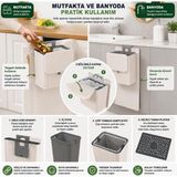 Die Grup Tr Askılı Mutfak Dolap Kapağı Çöp Kovası 15 Litre, Katlanabilir Tezgah Altı Çöp Kutusu, Dolap Içi ve Dışı Kullanım, Kapaklı Taşınabilir Çöp Sepeti, Beyaz - 00-Siyah - Beyaz