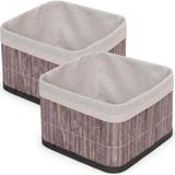Die Grup Tr Bambu Çok Amaçlı Saklama Kutusu Düzenleyici Kare Organizer, Dekoratif Bambu Düzenleyici Gri (20X20X13CM) (2 Adet)