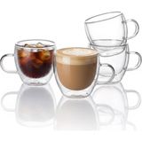 Die Grup Tr Çift Duvar Cam Kahve Kupaları 4-6oz Yalıtımlı Kahve Fincanı Seti - Çift Espresso, Cappuccino, Latte, Sıcak/soğuk Içecekler Için Saplı Şeffaf Cam Içecek Takımları - 00-Siyah - Beyaz