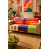 Die Grup Tr Dokuma Renkli Koltuk Örtüsü Çizgili Polyester Şal 165X215 cm