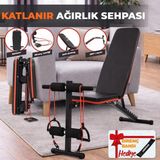 Die Grup Tr Ev Tipi Çok Fonksiyonlu Dambıl Bench Press ve Mekik Sehpası Antrenman Aleti Direnç Lastiği Hediye - Ahşap - Bej